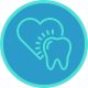Heart and tooth icon representing dental health and care. Highlights the importance of maintaining oral hygiene for overall well-being.